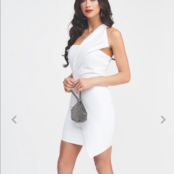 White One Shoulder Midi Dress - Picture 2 of 3